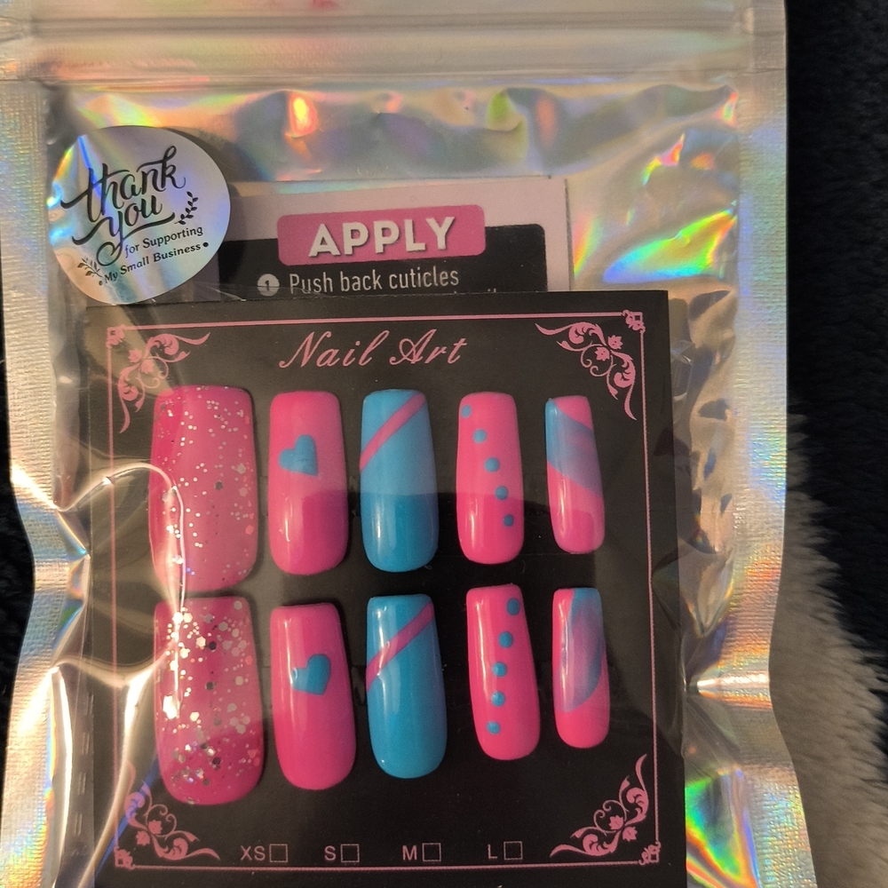 Press On Nails Pink and Blue